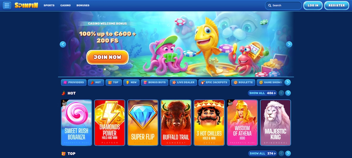 1. Spinfin: Beste Casino zonder CRUKS Overall