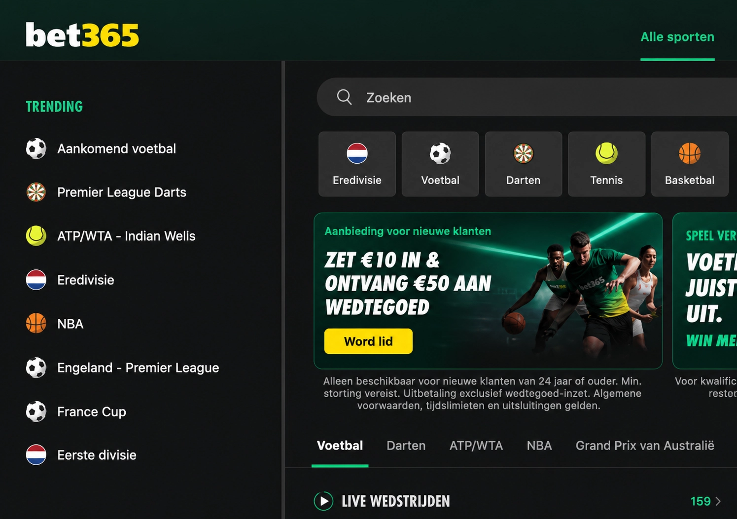 2) 🥈 bet365 – Beste bookmaker zonder Cruks voor voetballiefhebbers van Nederland